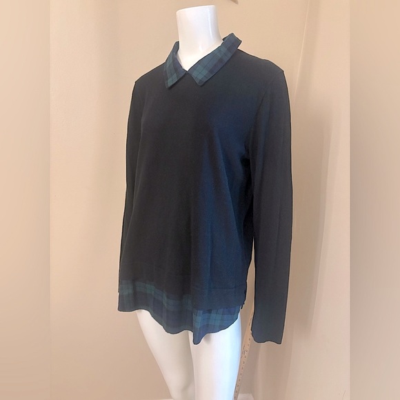 J. Crew NWT Long Sleeve Shirt Black Green Plaid Colar Soft Cotton Size Large - Picture 3 of 10